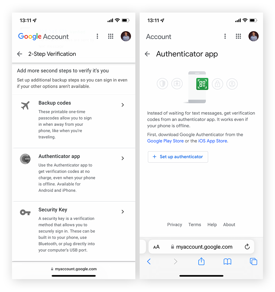 用 Google Authenticator 在 iOS 上设置 2FA的情况。