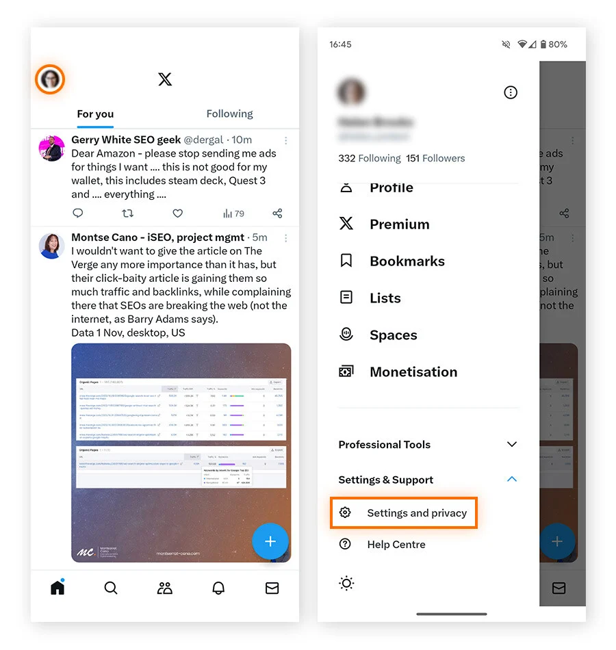 点击帐号图示，进入设定与支援，再选择设定与隐私。